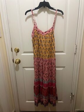 Knox Rose Pink and Mustard Floral Tiered Maxi Dress